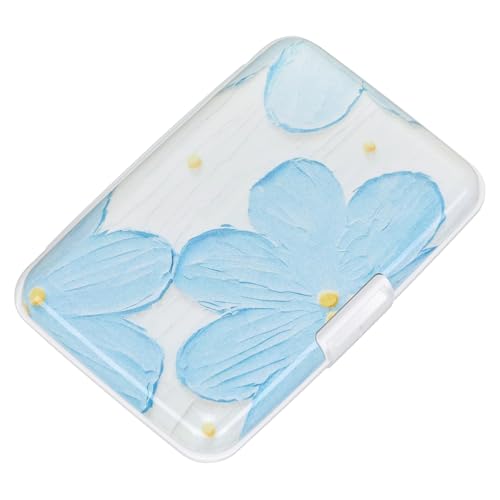 Image of ELFISH Mini RFID Aluminum Wallet Credit Cards Holder Business Card Case Metal ID Case for Men Women(Cerulean Flower)