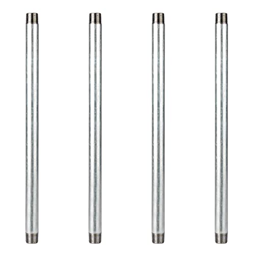 PIPE DÉCOR Tubo de acero galvanizado de 3/4 pulgadas x 18 pulgadas, precortado, para muebles de bricolaje y aplicaciones regulares de fontanería, paquete de 4