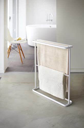 Image of Yamazaki Home Bath Towel Hanger - Bathroom Organizer Storage Holder Dry Rack Steel One Size White