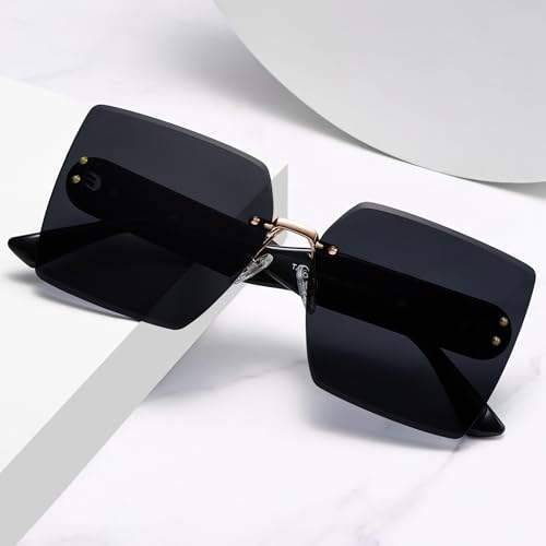 Oversized Sunglasses Womens Rimless Square Large Butterfly Sun Glasses Cute Ladies Sunnies Fashion Shades Vacation SY61262