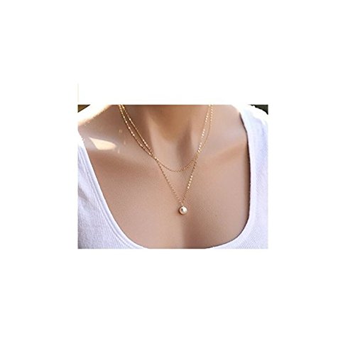 Hithop Chic Women Natural Simple Female Fine Pearl Pendant Necklace Chain Clavicle GOLD