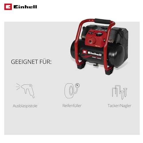 Einhell Akku-Kompressor TE-AC 36/150 Li OF-Solo Power X-Change (36 V, max. 8 bar, 6 l Tank, 150 l/min Ansaugleistung, Manometer, ölfrei, ohne Akku)