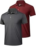 TELALEO 2 Pack Mens Polo Shirts UPF 50+ Quick Dry Performance Golf Summer Shirts Collared Moisture Wicking SetA M