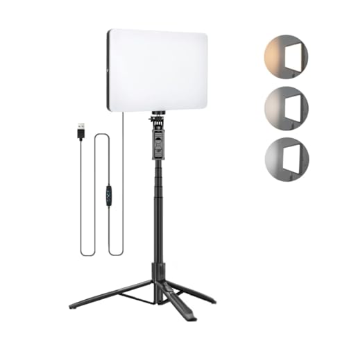 Image of Led Photography Lighting Kit Portable Video Light with Adjustable Tripod Stand, 2800K-6500K Dimmable Softlight Studio Light for for Zoom, Game Streaming, YouTube (Tripod with USB-Light Panel)