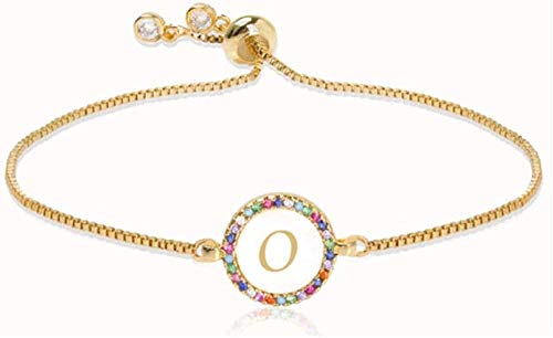 Preisvergleich Produktbild Halskette Verstellbare Regenbogen Zirkon Großbuchstaben Armband Für Frauen Shell First Bracelet Femme Snake Chain Schmuck