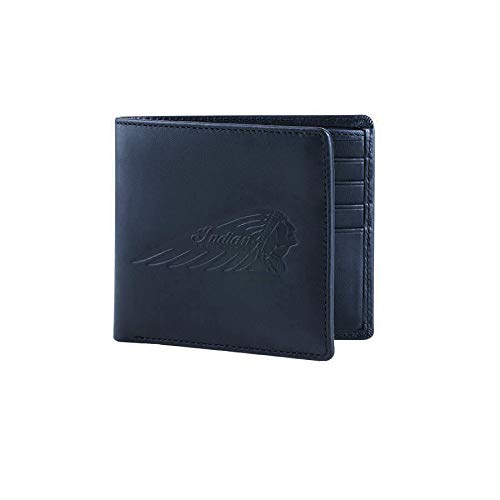 Indian Motorcycle Leather Bi-Fold Wallet with Embossed Logo, Black