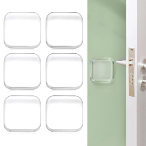 Image of Ducki 6-PC Square Door Bumper Stopper Wall Protector Self Adhesive Handle Knob Shield Bumper Guard,Prevents,Damage,Cabinet,Handle,Bed