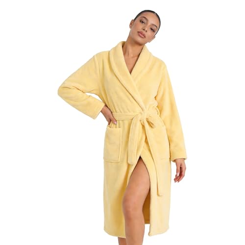 Image of HEARTNICE Womens Fleece Robes, Soft Plush Long Bathrobe, Thick Kimono Robes for Womens, Warm House Coat
