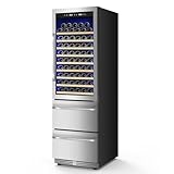 Velieta 24 Inch Wine and Beverage Refrigerator, 2 IN 1 Dual Zone Drawer Beverage Fridge Wine Cooler, Built-in or Freestanding Beverage Cooler with Powerful Compressor, Holds 108 Bottles and 150 Cans