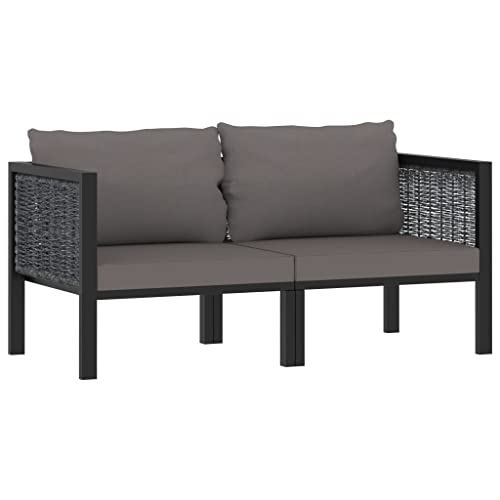 Patio Furniture Canapé 2 places avec coussin Anthracite Polyrotin