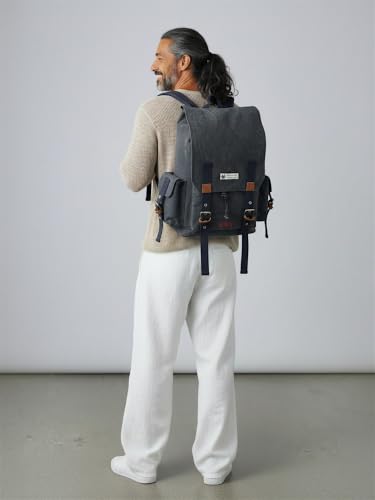 Image of The House of Tara Canvas Backpack for Men and Women | Casual Cotton Bag With 100% Cotton Inner Lining, 4 External & 3 Internal Pockets | Backpacks Suitable for College, Travel & Hiking (Phantom Black)