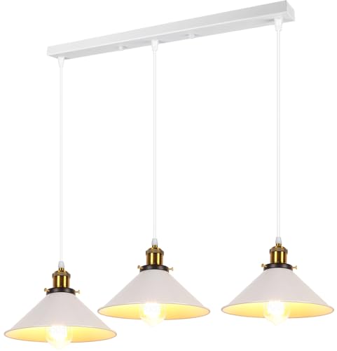 Suspension Luminaire Industrielle 3 Lumière Vintage Plafonnier Vintage Lustre Abat-Jour Ø22 cm en Métal de Culot E27 Lampe Rétro pour Chambre Cuisine...