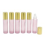 Grand Parfums 10ml, 1/3 oz, Blush Frosted Rose Pink Glass Roller Bottles, Great for Gifting...