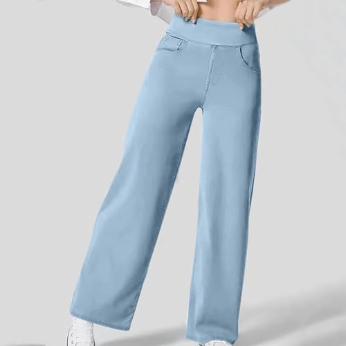 High Waisted Wide Leg Jeans for Women Stretch Jeans Wide Straight Leg Stretchy Baggy Fashion Loose Denim Pants Summer4