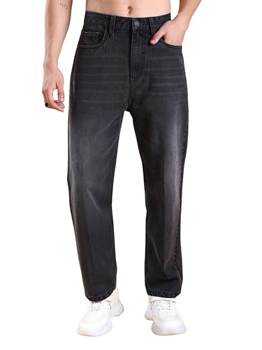 Image of Men's Baggy Fit Jeans, Loose Fit High Rise Denim Pants, Casual Streetwear Style for Everyday Comfort
