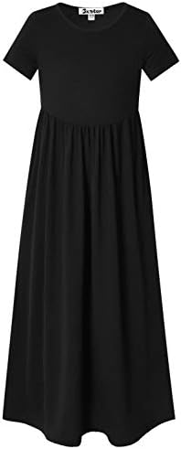 Jxstar Teen Girls Maxi Dresses Size 12 13 Black Summer Dress Casual Holiday Sun-Dress