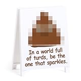 Funny Poop Emoji Desk Sign Inspirational Office Decorative Gifts for Best friends Be the One That Sparkles Positive Home Decor for Coworkers Teens Boys Girls Encouraging Poop Emoji Gag Desk Decor