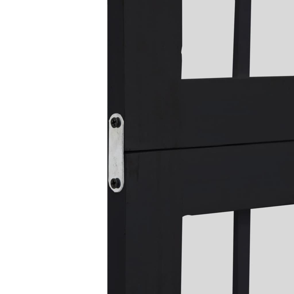 vidaXL Biombo Separador de 3 Paneles Madera Maciza Paulownia Negro, Separador de ambientes, Pantalla de privacidad, Panel Divisor de Habitaciones