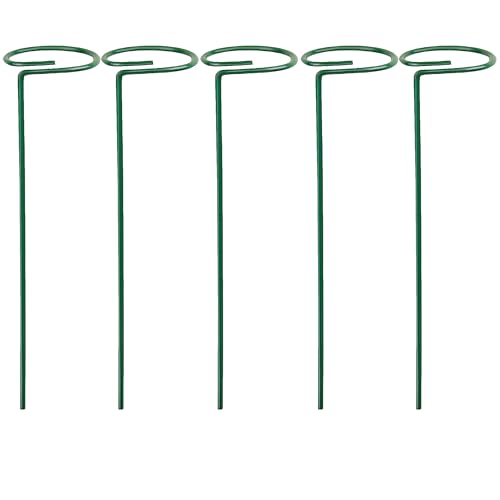 50 STÜCK Pflanzenstütze mit Blumenring 60 cm hoch - Ring Ø6,5 cm - aus 4mm kunststoffummantelten Draht - Grün Single Stem - Blumenstütze Buschstütze Blumenhalter Rankhilfe Pflanzenring Zimmerpflanzen