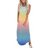 Ollysqiar Formal Dresses for Women Sleeveless Vest Round Neck Sport Dress Flowy midi Dress Deals Wom