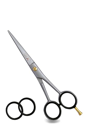 Irix London Professional Hairdressing Scissors with Leather Pouch – Stainless Steel Barber Shears for Kids & Adults – Precision Cutting for Home & Salon – Available in Silver & Black (Silver/Sand)