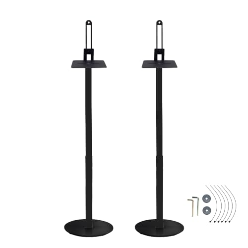 ALSTON 2PCS Speaker Stand Adjustable Height 83-162cm, Freestand Satellite Speakers Stand Square Bracket Bookshelf Speakers Stand Floor Mount for Surround Speakers