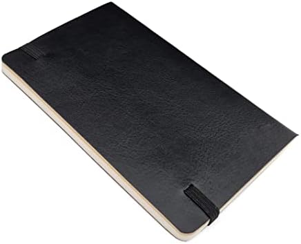 Executive Soft Feel Pocket Small Travel Classic Business Notebook Plain Paper Notepad for Office Work Home Stationary Supplies Black A6