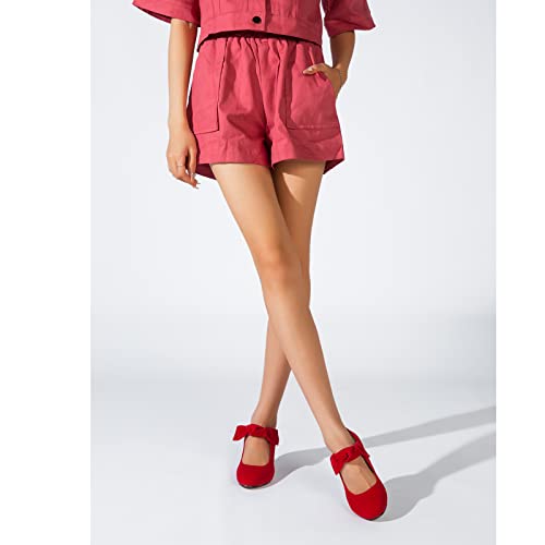 Women's Bow Mary Jane Kitten Heel Pumps Round Toe Low Heels Ankle Strap Wedding Red Dress Evening Party Shoes Size 7.5 #TOP7