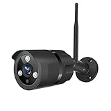 NETVUE Cámara de vigilancia exterior, 1080P, WiFi, cámara exterior IP66, resistente al agua, cámara de seguridad Alexa con visión nocturna, audio de dos vías, detección de movimiento