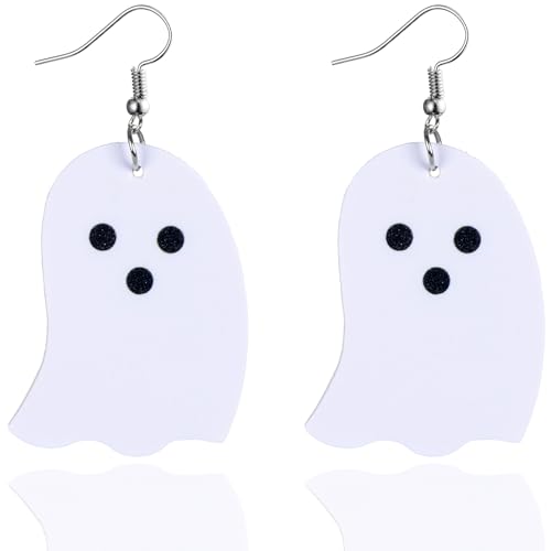 Halloween Earrings for Women - Ghost Earrings - Faux Leather for Women Jewelry Lightweight - Teardrop Faux Leather Dangle