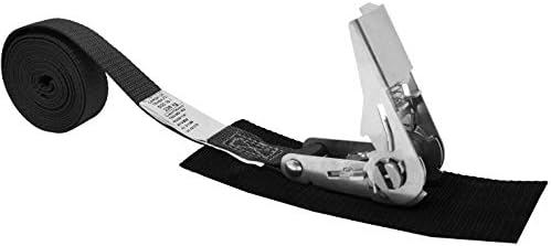 CustomTieDowns 1 Inch x 8 Foot Stainless Steel Endless Loop Ratchet Strap (no Hooks), Protective Pad Under Buckle, Polyester Tie-Down Webbing. (Black)
