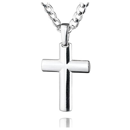 STERLL Cadena para hombre de plata 925, 60 cm de longitud, con colgante a forma de cruz, con caja de joyas, ideal como regalo de hombre