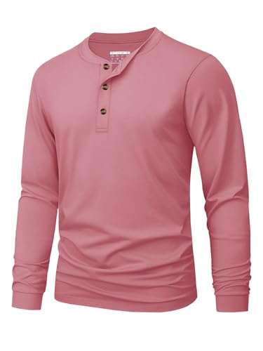 Image of MAGNIVIT Men's Long Sleeve Henley Shirts Cotton 3-Button Spring Casual T-Shirts Solid Color Soft Basic Tops 2026