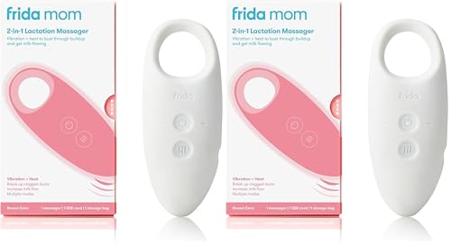 Image of Frida Mom 2-in-1 Lactation Massager, Multiple Modes of Heat + Vibration for Clogged Milk Ducts, Increase Milk Flow, Breast Engorgement - USB Cord Included, White (Pack of 2)