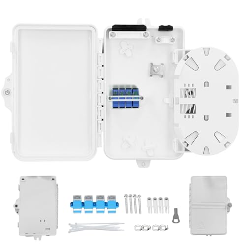 ETS Fiber Optic Distribution Box 4 Core – IP65 Waterproof, UV Resistant, FTTH, FTTx, Wall/Pole Mountable, Industrial Networks, Fusion Splicing, SC/LC/FC Adapters, Cable Management