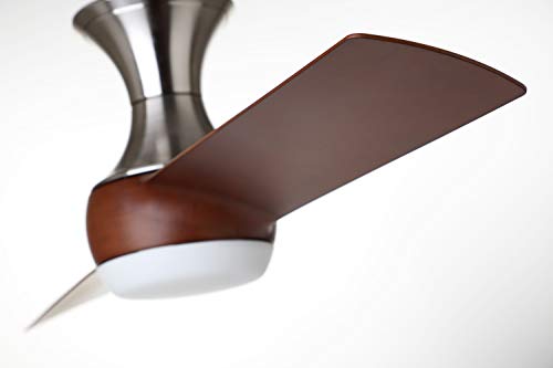 Kathy Ireland Home Duo Flush Mount Ceiling Fan With Light | 54 Inch Led Lighting Fixture With Hugger Design, 2 Blades, And Wall Control, Brushed Steel #TOP3