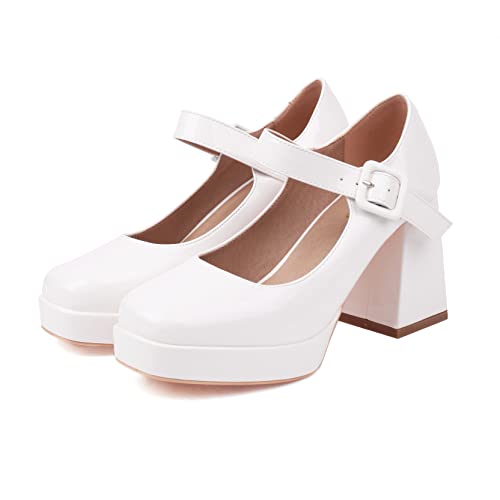 Image of Women's Mary Jane Platform Heels Chunky Block Heel Pumps