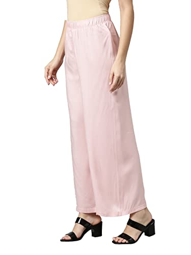 Image of GO COLORS Soft Viscose Basic Palazzo Full Length for Women| Breathable, Mid Rise, Relaxed Fit