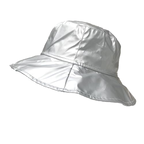 Toutacoo, Cappello da Pioggia, Cappellino da Donna in Vinile Argento (14-Grigio Chiaro/M)