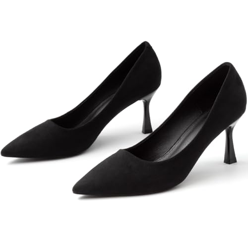 Kitten Heels Pumps Women Pointed Closed Toe Pumps Shoes for Work Wedding Party Slip-On Pumps Shoes for Lady Size 6-102