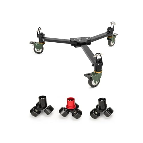PROAIM Agile Heavy-Duty Floor/Track Studio Dolly. for Single Spiked & Double Spiked Tripods. Robust Construction, 360° Rotating Wheels. Offers Smooth & Flawless Shots