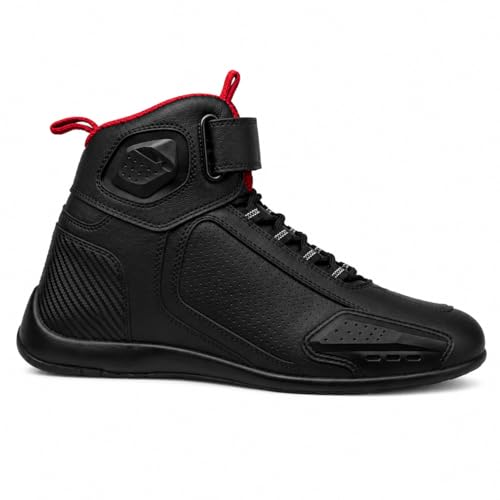 RKsports IXS Motorcycle Boots with Lace-up System Molded Toe Sliders Side Zip Anti-slip Sole Black (black UK Footwear Size System Adult Men Numeric Medium 11)