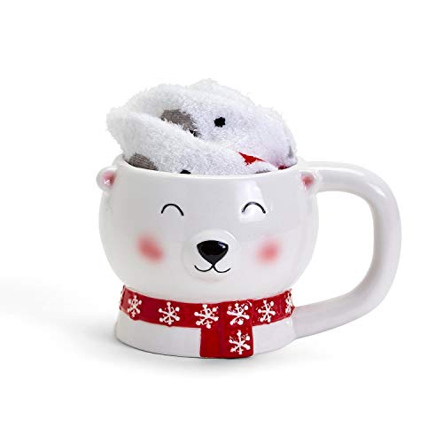 Two s Company Polar Bear Mug and Fuzzy Socks Set