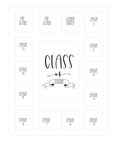 Image of Rustic Red Door Co. Class of 2020 Photo Mat (11' x 14') - White School Picture Frame Collage Mat with 15 Photo Spaces - No Frame Included