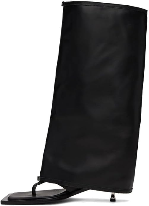 Richealnana Women's Square Toe Flip Flop Fold Over Knee