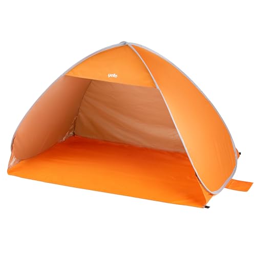 Yello Pop Up Beach Shelter 2-3 Person with UPF 50+ UV Protection Lightweight Beach Sun Shelter Easy Set Up Beach Camping Picnic Orange