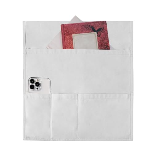 Organizador de almacenamiento para el sofá, 36 x 82 cm, funda de lona antideslizante, organizador de sofá con múltiples bolsillos, objetos pequeños, remotes, tabletas, libros, silla de brazo, cama