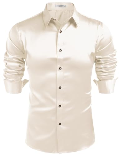 COOFANDY Mens Satin Dress Shirts Long Sleeve Shiny Button Down Shirt - Image 6