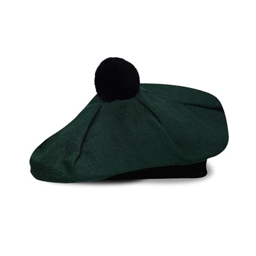 Image of Scottish Tam O' Shanter Hat Tartan Bonnet Pom Pom Wool Flat Cap One Size