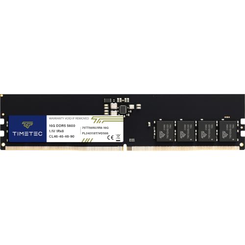 Mémoire RAM DDR5 5600 MHz 16 Go Timetec PC5-44800 UDIMM 288 broches 1,1V CL46 pour PC
